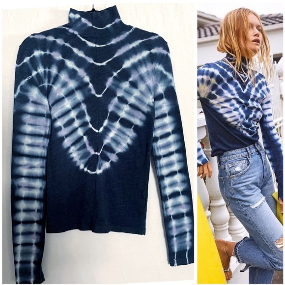 Free People Tops - Free People Psychedelic Boho Tie Dye Turtleneck Long Sleeve Top